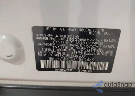 2010 Subaru Forester 2.5X Premium из США, поврежденный, VIN JF2SH6CC7AH804486